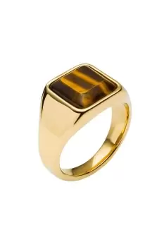Image of Tigers Eye Gold Plated Stainless Steel Signet Ring