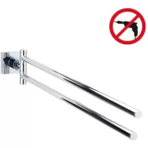 Image of Tesa Hukk Towel rack 2 bars, chromed metal, easy installation without drilling (40249-00000-00)