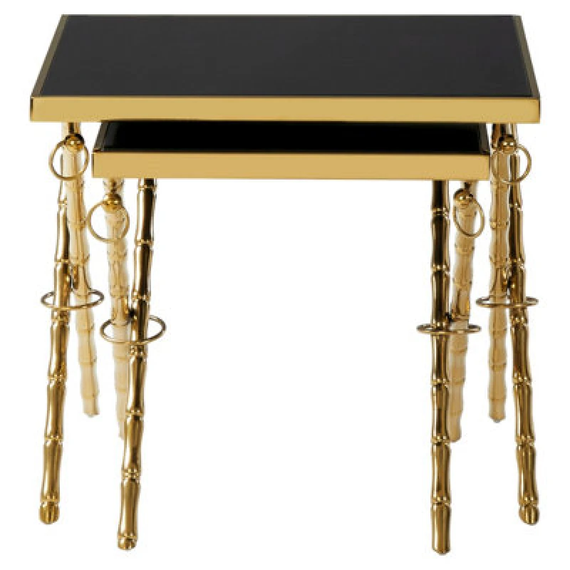 Image of Premier Housewares Contemporary Design Set Of 2 Nesting Tables, Versatile Side Tables, Elegant And Functional Square Tables Gold