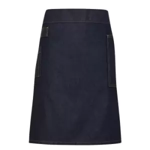 Image of Premier Unisex Adults Division Waxed Look Denim Waist Apron (One Size) (Indigo Denim)