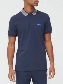 Image of Hugo Boss Paddy 1 Contrast Collar Polo Shirt Navy Size M Men