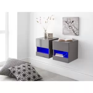 Image of Galicia Pair Of Wall Hanging Bedside Tables Grey