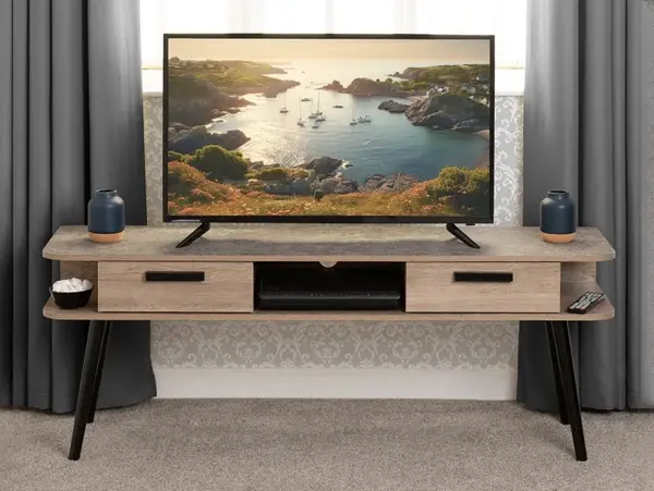 Image of Seconique Saxton Mid Oak and Concrete Effect 2 Drawer TV Cabinet
