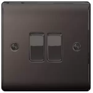 Image of BG Nexus Metal Black Nickel 2 Gang 2 Way Rocker Switch 10A - NBN42