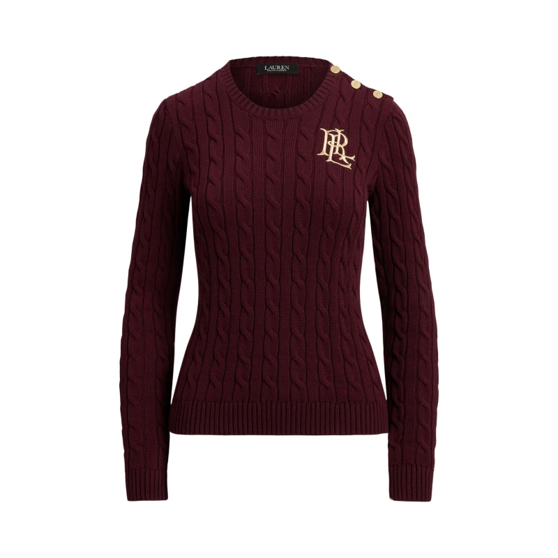 Image of Lauren by Ralph Lauren Womens Montiva Knitted Crew Neck Jumper Dark Garnet female 8 (XS)