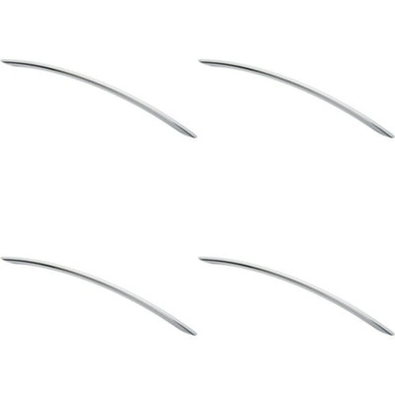 Image of Loops 4x Curved Bow Cabinet Pull Handle 338 x 10mm 288mm Fixing Centres Chrome Multi unisex