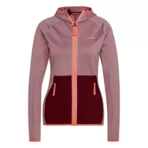 Image of adidas Terrex Tech Flooce Light Hooded Hiking Jacket Wome - Magic Mauve / Burgundy