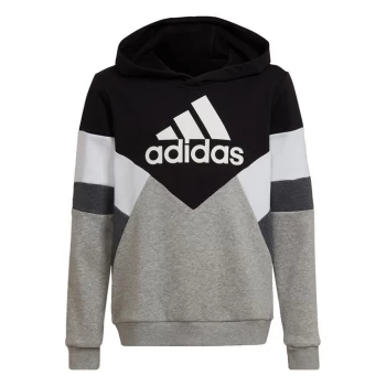 Image of adidas Colorblock Fleece Hoodie Kids - Black / Medium Grey Heather /