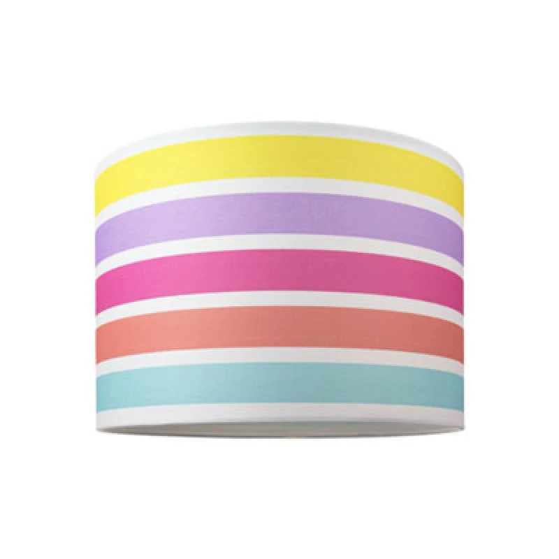 Image of Happy Homewares Modern And Cute Multi Coloured Rainbow Stripe Cotton Fabric Lamp Shade - 10