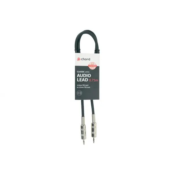Image of Chord 0.75m Chord Classic Audio Leads 3.5mm TRS Jack Plug to 3.5mm TRS Jack Plug S3J075