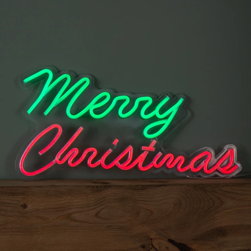 Image of 50cm Light up Merry Christmas Neon Flex Sign in Green and Red