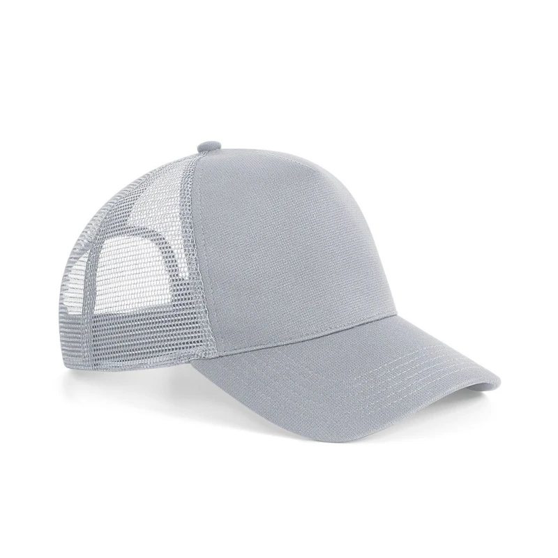 Image of Beechfield Beechfield Men Microknit Snapback Trucker Cap in Light Grey Light Grey One Size Male 5059269215521