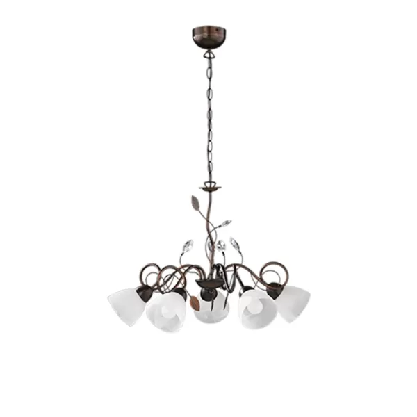 Image of Traditio Authentic 5 Light Multi Arm Pendant Ceiling Light Antique rust