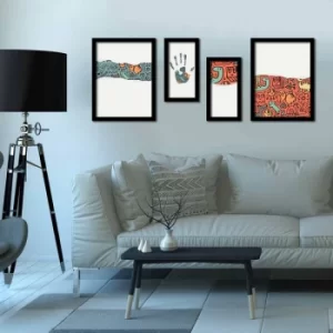 Image of 4P3040SCT009 Multicolor Decorative Framed MDF Painting (4 Pieces)