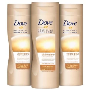 Image of Dove 3x Nourishing Body Care Visible Glow Self Tan Lotion Fair - Medium Skin
