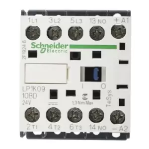 Image of Schneider Electric TeSys K LP1K 3 Pole Motor Control Contactor - 9 A, 24 V dc Coil, 3NO, 4 kW