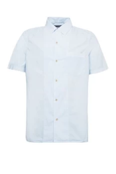 Image of Mens French Connection Garment Dye Poplin Short Sleeve Shirt Blue