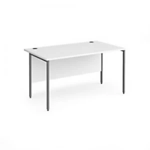 Image of Dams International Rectangular Straight Desk with White MFC Top and Graphite H-Frame Legs Contract 25 1400 x 800 x 725mm