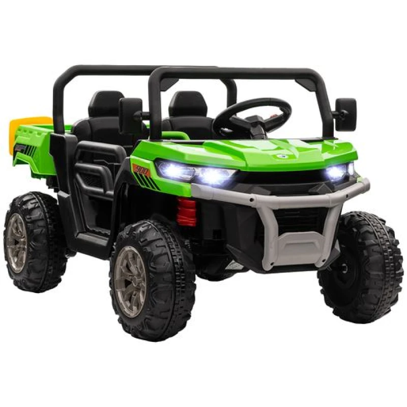 Image of HOMCOM 12V Two-Seater Kids Electric Ride-On Car w/ Electric Bucket - Green - Green TJ Hughes 5056725554873