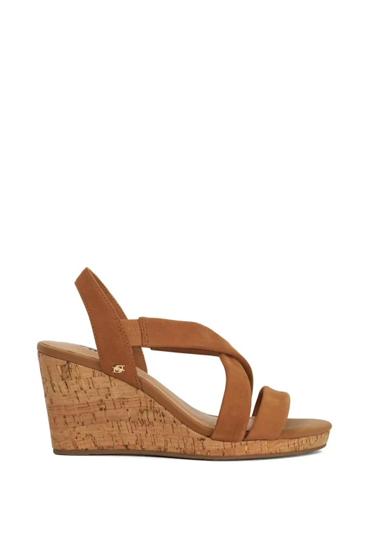 Image of Dune London Womens Wide Fit 'Kamies' Wedges in Tan Size: 8 Tan Female 8