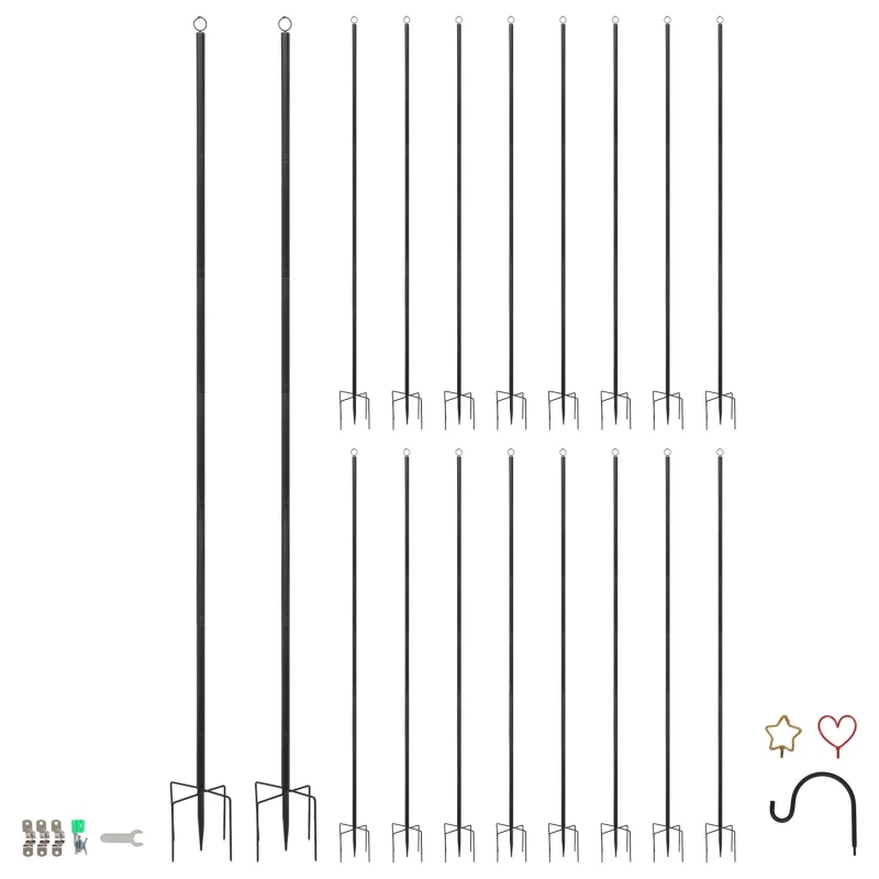 Image of Harbour Housewares Outdoor Iron Festoon Poles - 0.6-2.5M - Black - Pack of 18 Size: 18 Pack Black Unisex 18 Pack