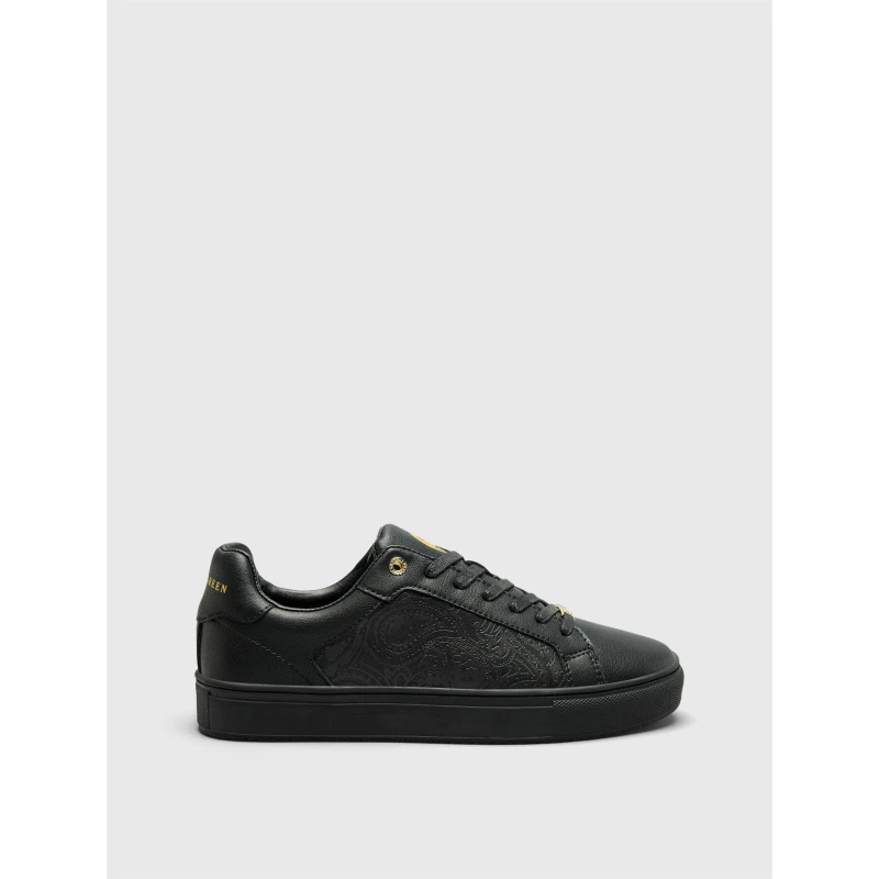 Image of Pretty Green Mens Cali Paisley Low-Top Trainers Black male 11 (46)