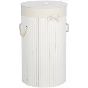Image of Premier Housewares - Kankyo Round White Bamboo Laundry Hamper
