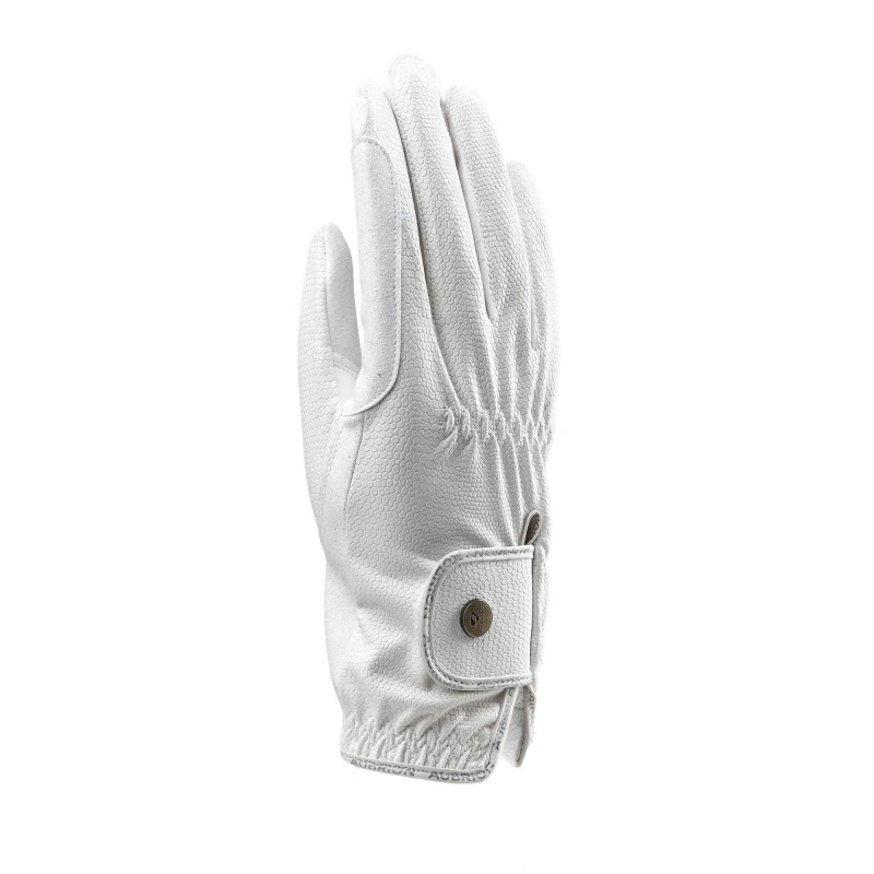Image of Aubrion Stadium Synthetic Leather Riding Gloves in White Size: Small White Unisex S