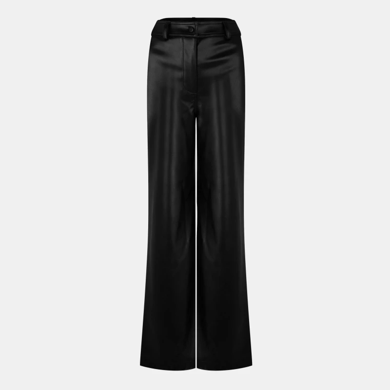 Image of Jack Wills Faux Leather Straight Leg Trousers - Black 6