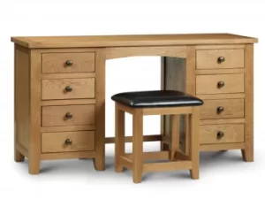 Image of Julian Bowen Marlborough Double Pedestal Oak Wooden Dressing Table Assembled