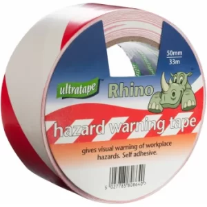 Image of Ultratape Red/White Hazard Warning Tape 50mm x 33m