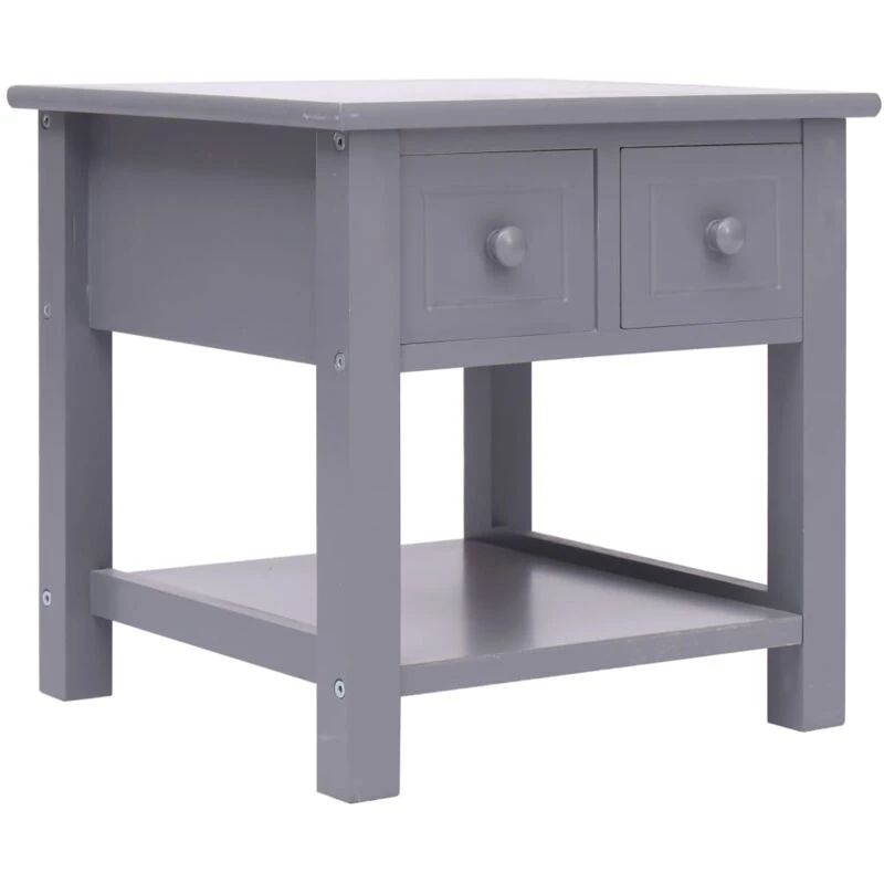 Image of vidaXL Paulownia Wood Side Table Grey Home Coffee Couch Table Bedside Cabinet
