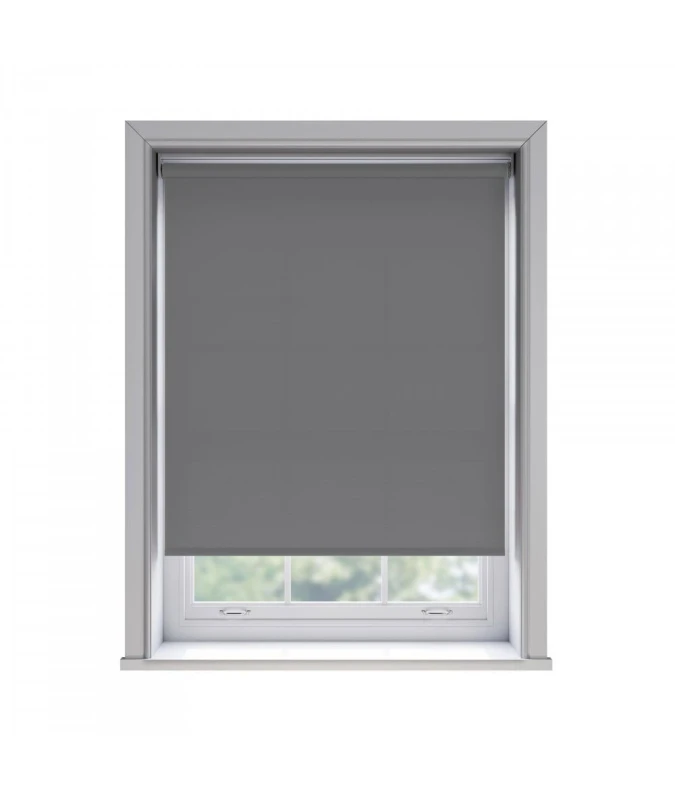 Image of New Edge Blinds No Drill Slate Grey Thermal Blackout Roller Blind 170cm Drop in Mid Grey Size: 155cm width x 165cm drop Mid Grey Unisex 155cm wid