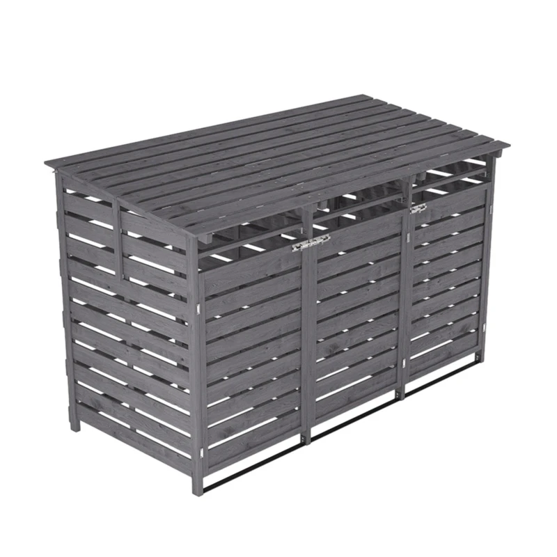 Image of Breeins Spruce Wood Garbage Can Garden Storage Shed Grey unisex One size