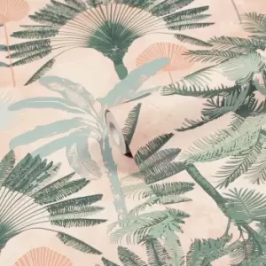 Image of Malaysian Wallpaper Blush/Green