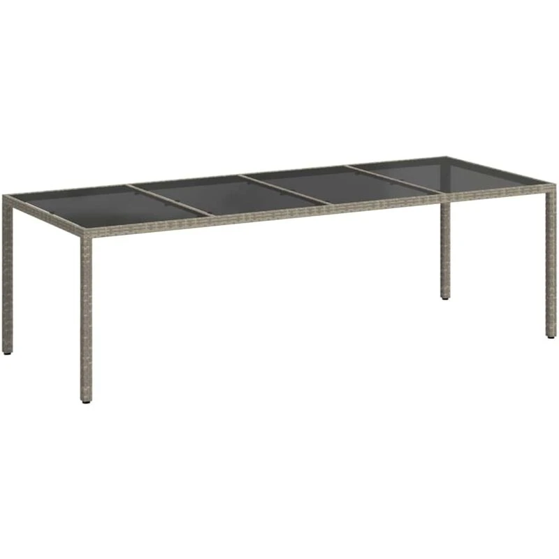 Image of VIDAXL Garden Table Grey 250x100x75cm Tempered Glass and Poly Rattan Vidaxl 8720286666630