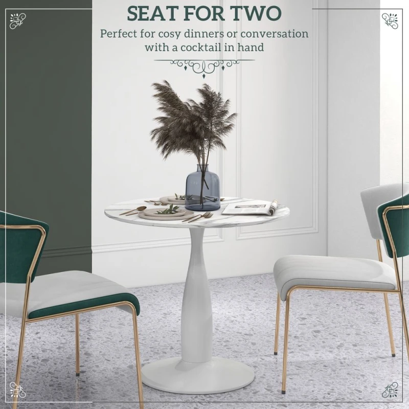 Image of HOMCOM Round Dining Table With Steel Base For Living Room, Dining Room 83A-071V80WT