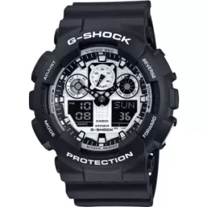 Image of Mens Casio 'G-SHOCK' Black and White Plastic/Resin Quartz Chronograph Watch