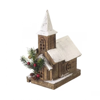 Image of Wooden Church With Lights Decoration