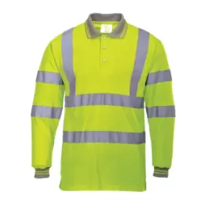 Image of Portwest Hi Vis Long Sleeved Polo Shirt Yellow 2XL