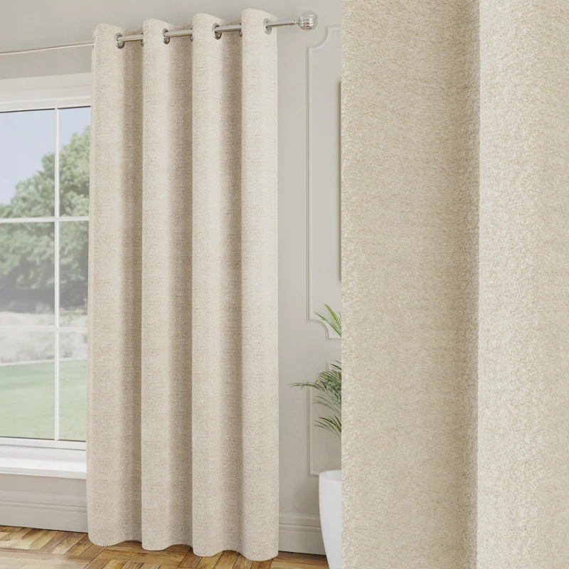 Image of Royale Boucle 66 x 84 Thermal Ready Made Eyelet Door Curtain Cream