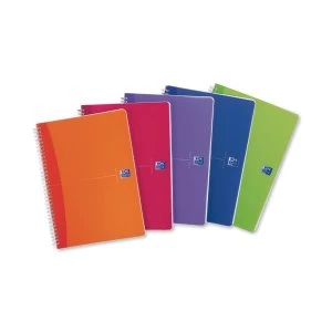 Image of Oxford A5 Office Translucent 180 Pages 90gsm Wirebound Polypropylene Cover Smart Ruled Notebook Assorted Colours Pack 5