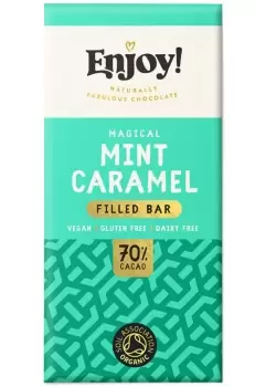 Image of Enjoy Raw Choc Mint Caramel Filled Chocolate Bar - 70g x 12