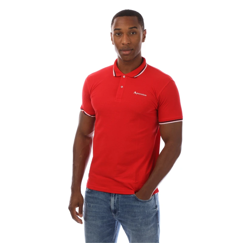 Image of Aquascutum Logo Polo Shirt Red/White male 2X Large