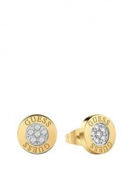 Image of Guess Guess Love Knot Gold Crystal Set Logo Ladies Stud Earrings, One Colour, Women