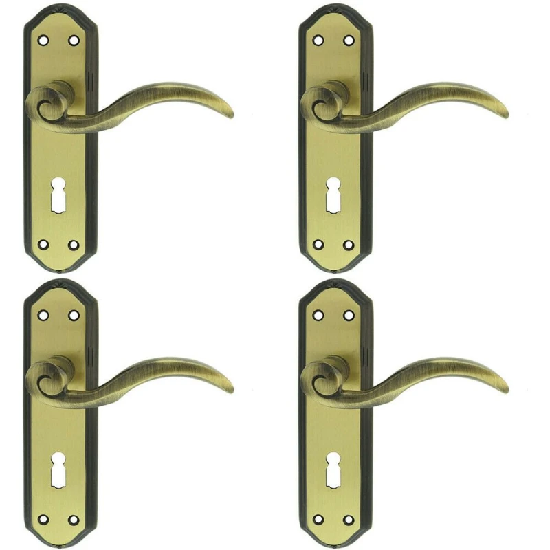 Image of Loops 4x PAIR Spiral Sculpted Handle on Lock Backplate 180 x 48mm Florentine Bronze Multi