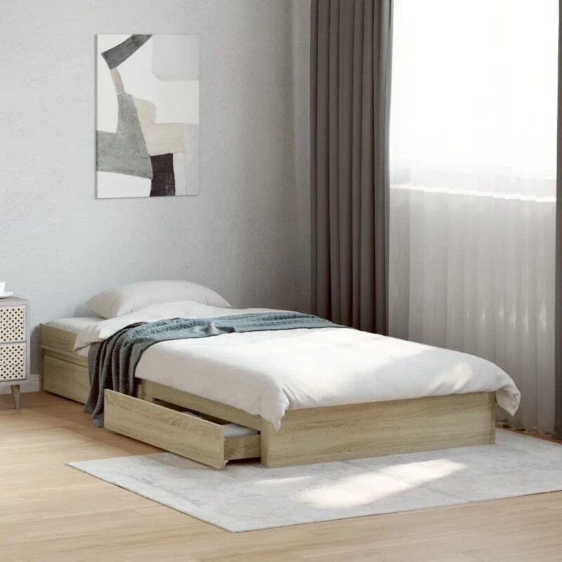 Image of VIDAXL Bed Frame with Drawers without Mattress Sonoma Oak 90x190cm Single Vidaxl 3280708