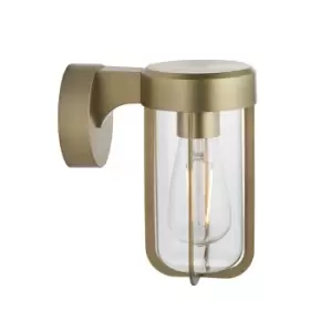 Image of Benevento Outdoor Wall Lamp Brushed Gold Finish & Clear Glass IP44