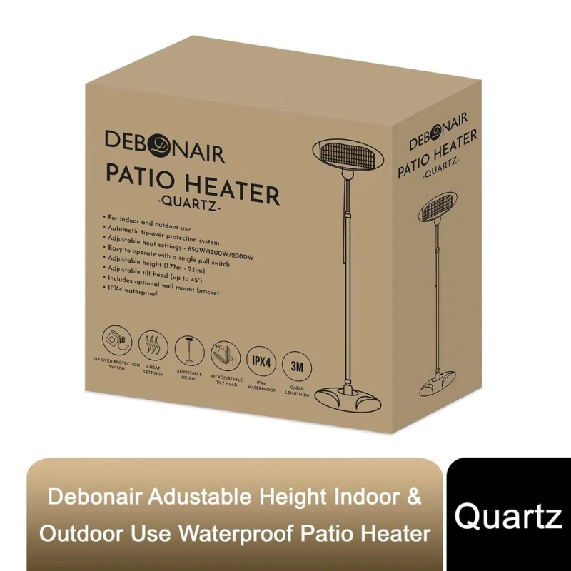 Image of Debonair Debonair Adustable Height Indoor & Outdoor Use Waterproof Patio Heater - Quartz