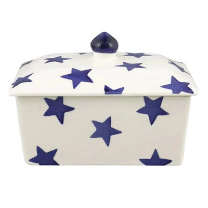 Image of Butter Dish: Emma Bridgewater Blue Star Butter Dish, Ceramic